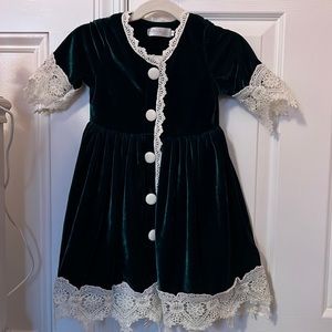 Trish Scully Child Green Velvet Dress 3T
